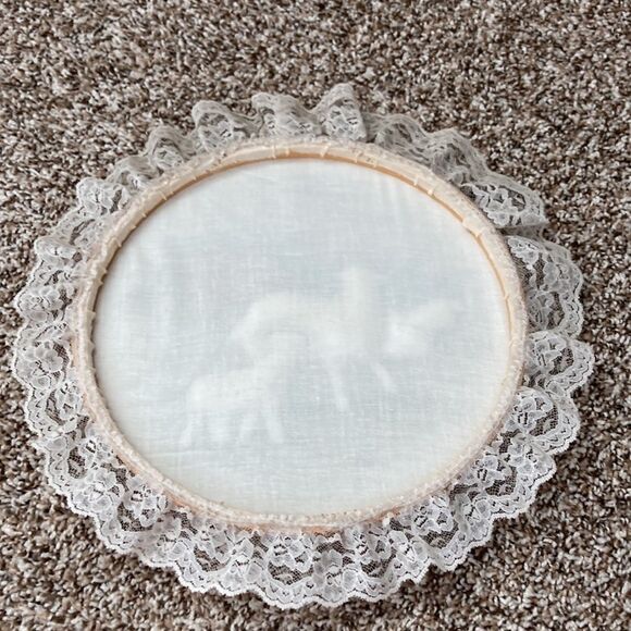 Vintage Sheep Farm Lace Embroidery Hoop Wall Art - Picture 7 of 7